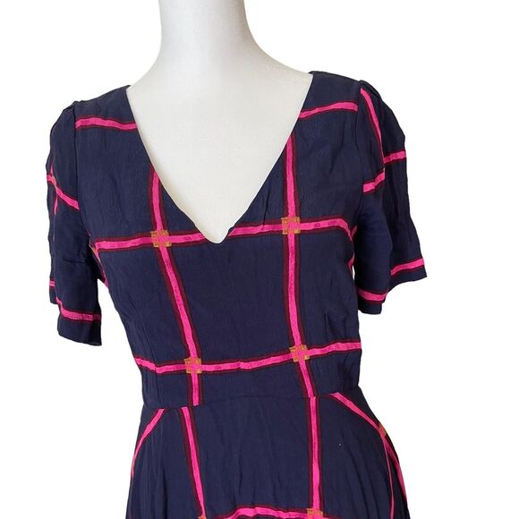 HD in Paris 2 Midi Dress Striped Pane A-Line Blue Flowy Anthropologie - Picture 9 of 11